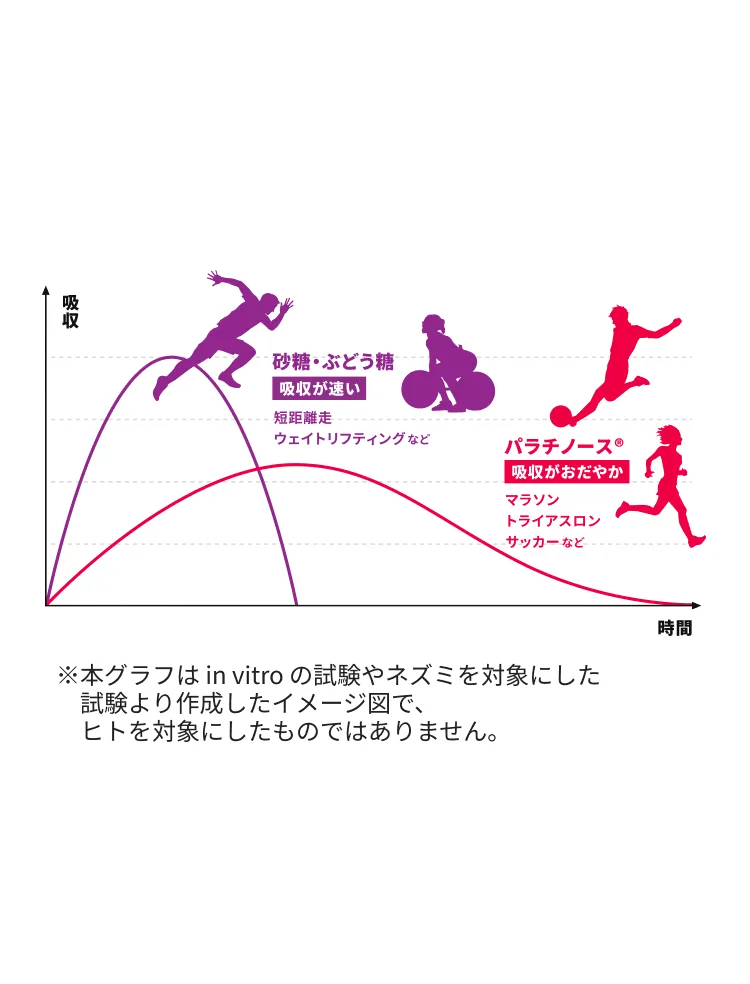 糖質の時間経過による吸収率のグラフ